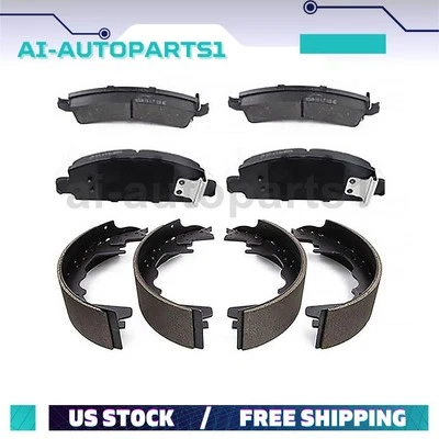 Pastilhas de freio dianteiras e sapatas de freio traseiras a tambor para Dodge W250 1990 1991 1992 1993 - Imagem 1 de 4