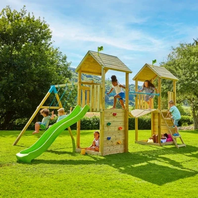 Kids Garden Playhouse Rock Wall Outdoor Playcentre Large Slide Swing Tree House - Image 1 of 4