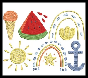 Summertime Embroidery Design Bundle: Digital Sewing Patterns for Crafters & DIY - Picture 1 of 7