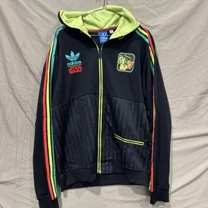 Adidas Star Wars Boba Fett Track Jacket Hoodie Men Size XXL Black Rasta Rare - Picture 1 of 9
