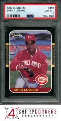 Donruss #492 1987 Barry Larkin RC Reds Hof PSA 10 Foto 1 de 2