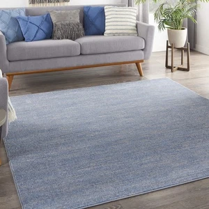 Nourison Essentials Indoor/Outdoor Blue/Grey 5' x square Area -Rug, Easy - Picture 1 of 10