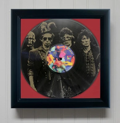 Rolling Stone Dirty Work Framed Black Vinyl Etched LP Shadowbox - Image 1 of 3