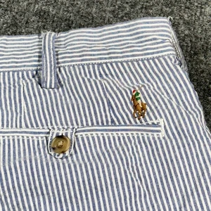 Polo Ralph Lauren Shorts Men's 36x8 Blue Stretch Straight Seersucker Flesh Pony - Picture 1 of 10