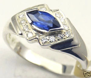 Blau CZ Sterlingsilber Ring rhodiniert #38 Gr. 7 - Bild 1 von 1