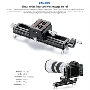 Leofoto MP-180S Macro Focusing Track Slider Rail for Canon Nikon Sony Camera  - Picture 1 of 7