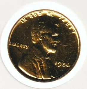 Rare Very Old Antique 1936 US Lincoln 24k Gold Plated Cent Penny Collection Coin - Picture 1 of 2