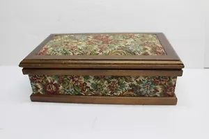 Vintage Reed & Barton Eureka Wood & Tapestry Jewelry Box - Picture 1 of 8