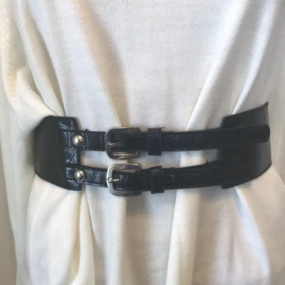 Cinturón de piel sintética de cocodrilo talla 6 doble hebilla Foto 1 de 4