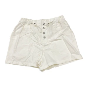 Time And Tru Womens Size M 8-10 Ripstop Bungee Shorts Pockets Winter White - Picture 1 of 11