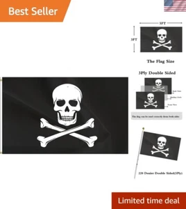 Lebendige doppelseitige Piratenflagge | 220D Polyester mit Messingösen 60"x36" - Bild 1 von 9