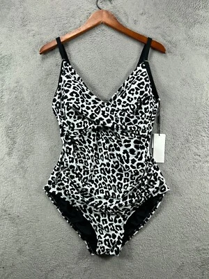 Calvin Klein Womens One Piece Black Leopard Swimsuits Size 16 Tummy Control NWT - Image 1 of 4