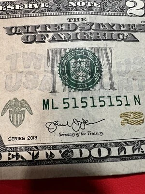 Fancy Serial Number  $20 2013 ML 51515151 N Super Repeater Serial - Image 1 of 4