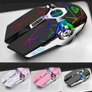 Silent Wireless Gaming Mouse Multi-Colour Backlit Rechargeable For Laptop