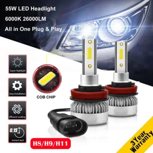 2 Pieces Mini H8 H9 H11 55W 26000LM Car LED Headlight Bulb Kit Xenon White 6000K - Picture 1 of 12