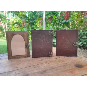 Handmade leather embossed designer notepad set of 3 with metal clasp /100 sheets - Picture 1 of 7