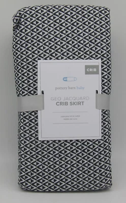 Pottery Barn Kids Baby Crib Skirt Geo Jacquard Black White 28"x52" NWT $79 - Image 1 of 4