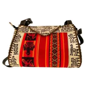Neu Peru Cusco Damen Textil Stoff geprägtes Leder Boho Handtasche Umhängetasche - Bild 1 von 5