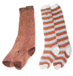 2 pairs glittery pop socks. Bronze Silver. Sparkle. Ladies party wear Xmas - Picture 1 of 6