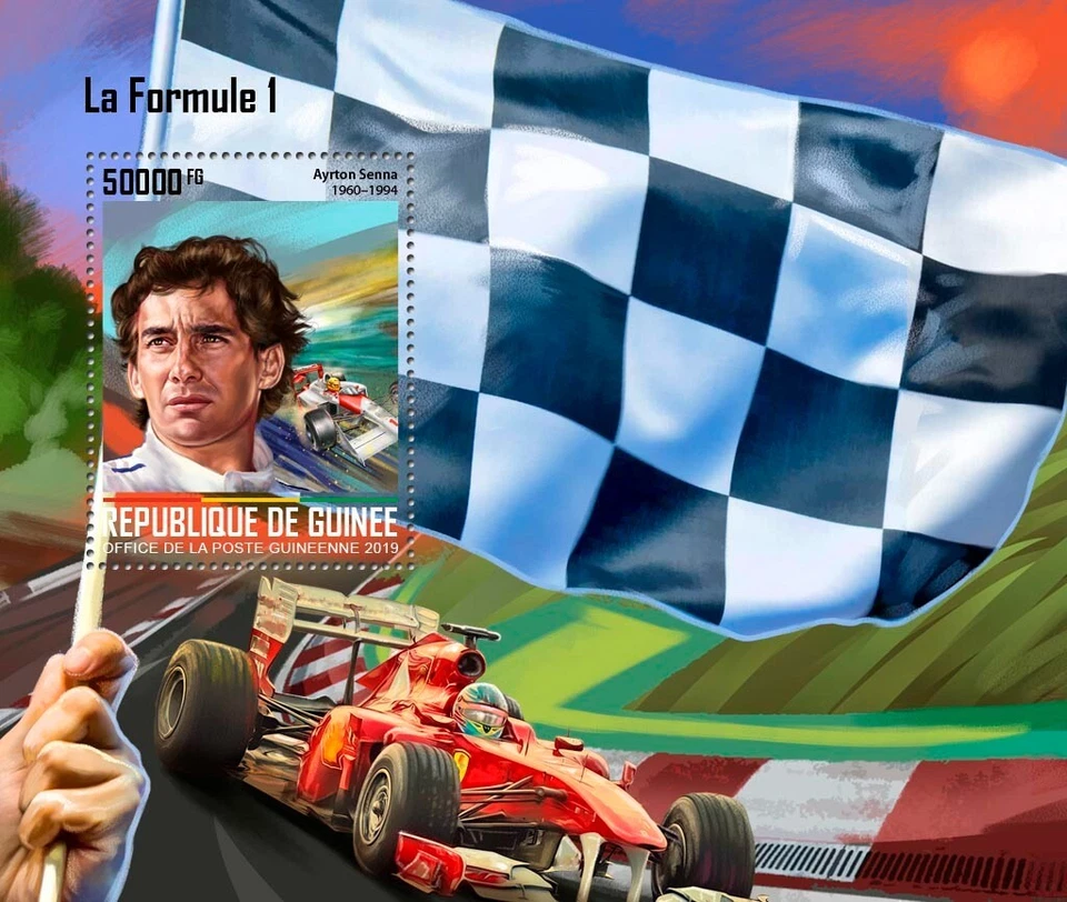 Formula 1 Champions Ayrton Senna MNH Stamps 2019 Guinea S/S - Image 1 of 1