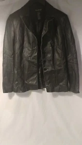 Women's Bebe Genuine Leather Lined Black Button Front Jacket ***Free Shipping*** - Picture 1 of 12