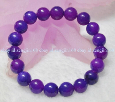 6/8/10/12/14 мм фиолетовый африканский сугилит круглый драгоценный камень эластичный браслет 7,5'' AAA - Изображение 1 из 4