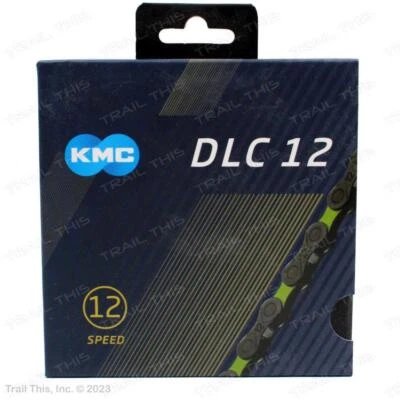 KMC DLC 12-Speed Black & Green Bike Chain 126-Link X12 for Road MTB SRAM Shimano - Image 1 of 4