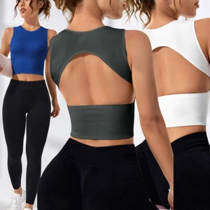 Para mujeres Sin mangas Cómodo Entrenamiento Yoga Prendas para el torso sin mangas Prendas para el torso deportivo Recortadas Sujetador incorporado - Imagen 1 de 34