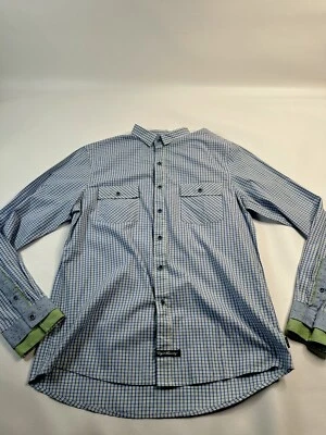 ENGLISH LAUNDRY  Shirt Long Sleeve SZ Large  Blue/White Shirt With Green Trim - Image 1 of 4
