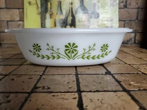 Vintage Ofengeschirr Glas Backkasserolle grün Gänseblümchen Blumen USA JT35 - Bild 1 von 5