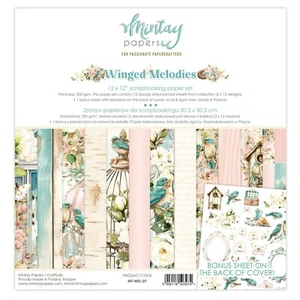 Mintay Winged Melodies 12" x 12" Scrapbooking Double Sided Paper Set Floral - Picture 1 of 8