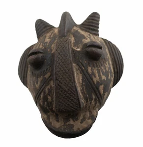 Masquette votive Masque diminutif Ibibio terre cuite fétiche Art africain 1155 - Imagen 1 de 3