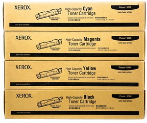 XEROX 4 ORIGINAL TONER SCHWARZ CYAN GELB MAGENTA HOHE KAPAZITÄT FÜR PHASER 6300 - Bild 1 von 1