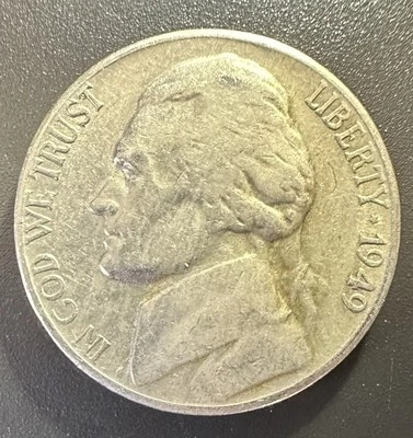 1949 S San Francisco Jefferson Nickel Alloy Error Woody Wood Grain Effect Nice! - Image 1 of 4