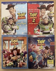 Disney Pixar Toy Story 1 2 3 4 Blu-ray & DVD Combo Toy Story 1-4 with Slipcovers - Picture 1 of 24