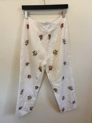 Pantalones Cortos Nicole Studio Mezcla de Lino Blanco Floral Bordado Mezcla de Lino Talla 10 Foto 1 de 4