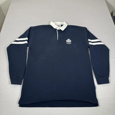 Scotland Rugby Shirt Mens XL Blue Polo Jersey Rugby Nations Long Sleeve Heavy - image 1 of 4