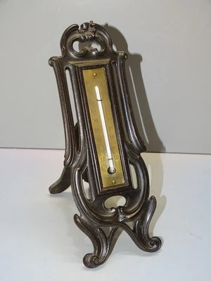 -JOLI ANCIEN THERMOMETRE en EBONITE st. LXV à POSER ou SUSPENDRE FONCTIONNE   D - Photo 1/4