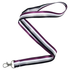 Asexual Pride Lanyard – Black, Grey, White & Purple Flag Design LGBTQ+ Identity, - Picture 1 of 6