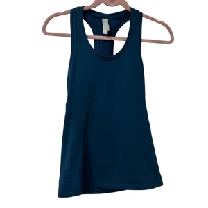Athleta Womens Size XS Shanti Laser Cut Dot Dark Teal Tank Top Athletic Workout  - Picture 1 of 5