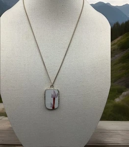 Collana con ciondolo in porcellana pianta di lanvanda vintage - Foto 1 di 7