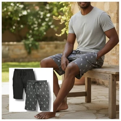 EE. UU. POLO ASSN. Pantalones Cortos para Dormir Ultra Suaves, Paquete de 2 Pares Talla Pequeña Nuevos Negro Gris  Foto 1 de 4