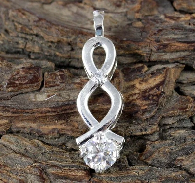 1.10 Carato Certificato Bianco Diamante Solitario Taglio Rotondo Ciondolo Natale - Immagine 1 di 4