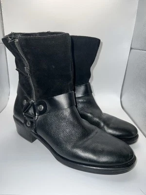 Botas Franco Sarto Mujer Talla 9.5 M Benton Cuero Negro Arnés Motociclista Rocker Foto 1 de 4