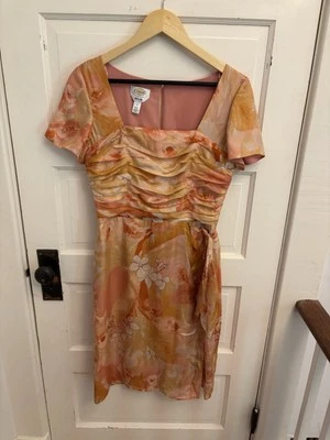 Talbots Vintage Women’s Pure Silk Pink Floral Wrap Dress Pleated Lined Size 6 - Image 1 of 4