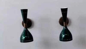 Wall Hanging Sconce Pair of Mid Century Italian Diablo Light Fixture Lamps - Picture 1 of 5