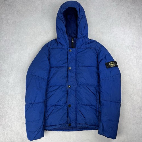 Stone Island Crinkle Reps piumino giacca blu cappotto medio 1982