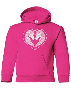 Unicorn Heart Love Youth Hoodie Sweatshirt Cute Valentine's Day Gift - Picture 1 of 9