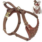 Spiked Studded Leather Large Dog Harness with Control Handle for Pit Bull Boxer