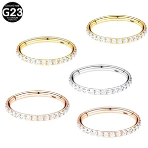 16G Steel Segment Nose Ring Septum Clicker Daith Hoop Gem - Picture 1 of 1